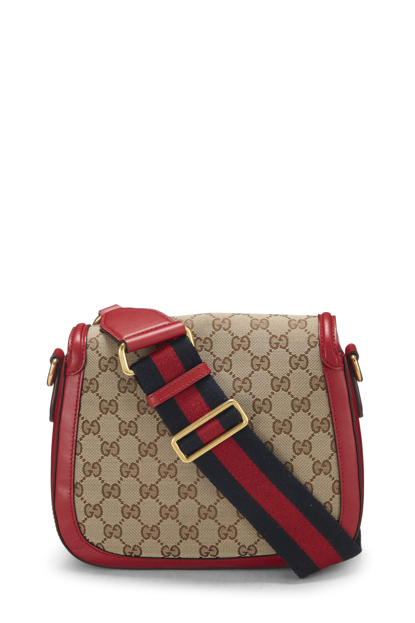 Gucci,  Red Original GG Canvas Lady Web Shoulder Bag Small, Red