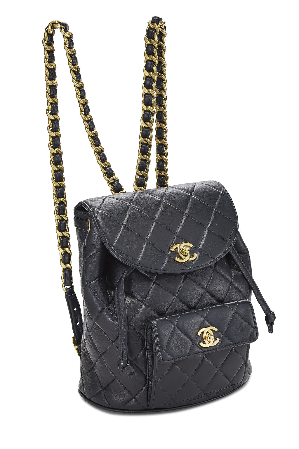 Chanel,  Black Quilted Lambskin 'CC' Classic Backpack Small, Black