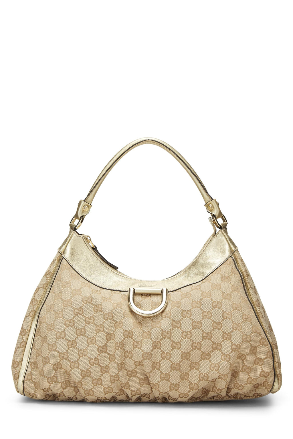 Gucci,  Gold Original GG Canvas D-Ring Abbey Shoulder Bag, Gold