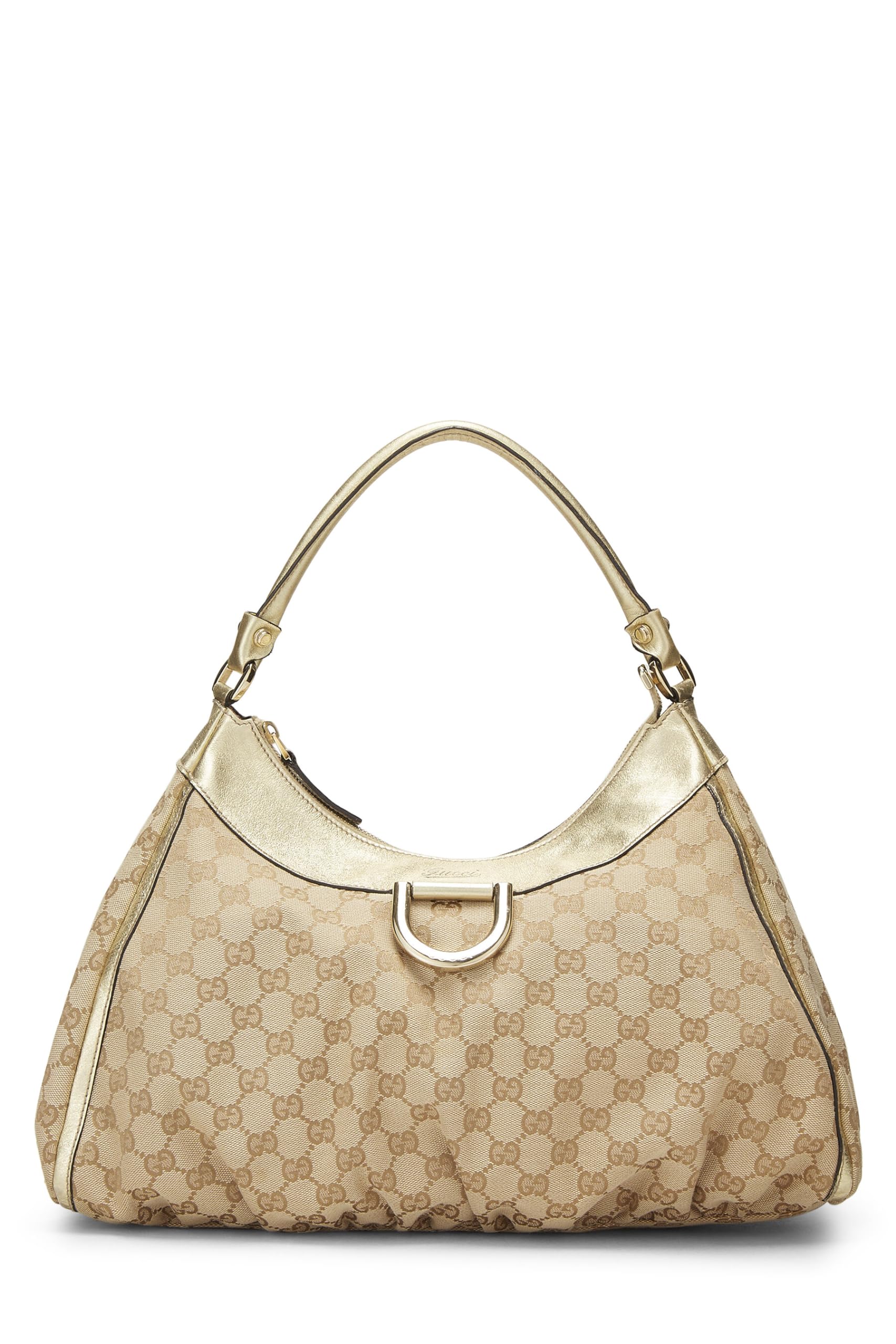 Gucci,  Gold Original GG Canvas D-Ring Abbey Shoulder Bag, Gold