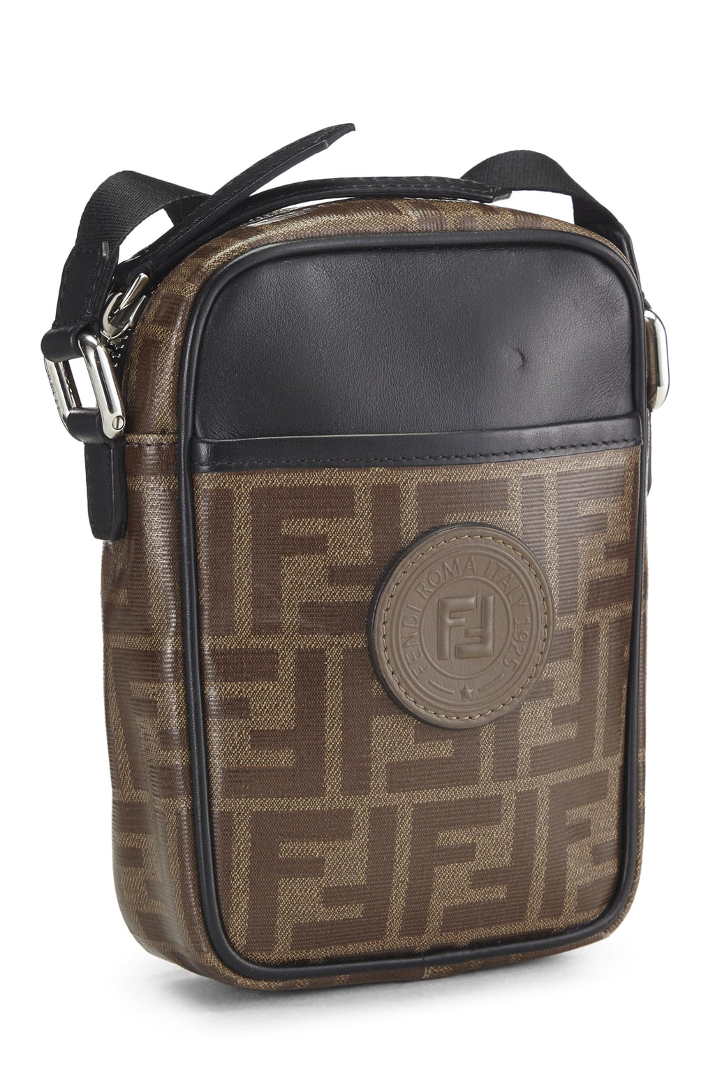 ,  Black & Brown Zucca Coated Canvas Crossbody Bag, Black
