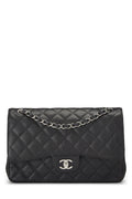 Chanel,  Black Quilted Caviar Leather New Classic Jumbo, Black