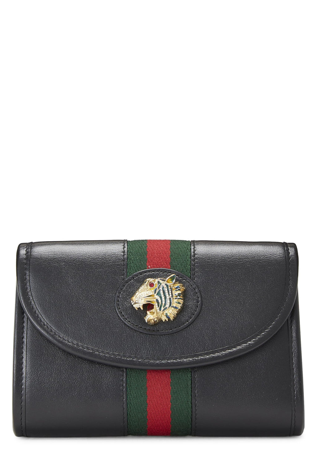 Gucci,  Black Leather Web Rajah Shoulder Bag Mini, Black
