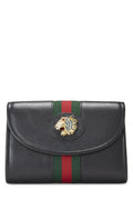 Gucci,  Black Leather Web Rajah Shoulder Bag Mini, Black