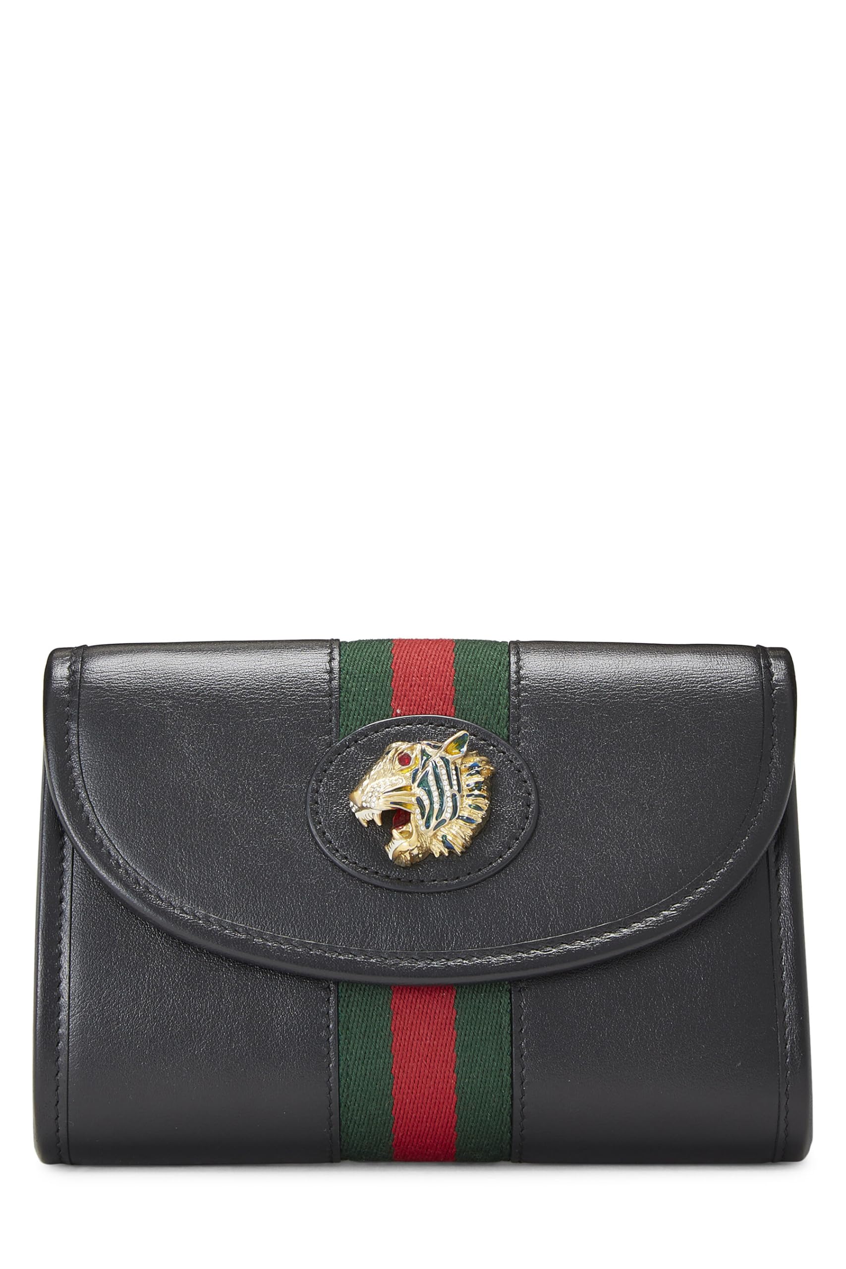 Gucci,  Black Leather Web Rajah Shoulder Bag Mini, Black