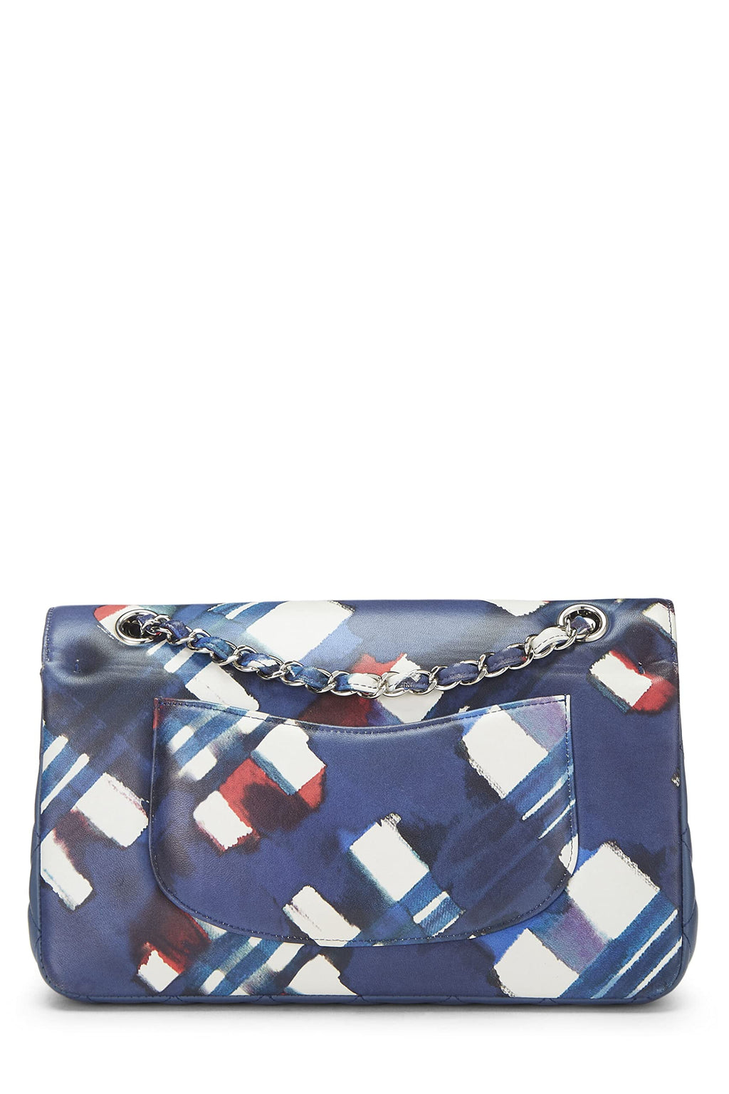 Chanel,  Blue & Red Calfskin Airline Classic Double Flap Medium, Blue