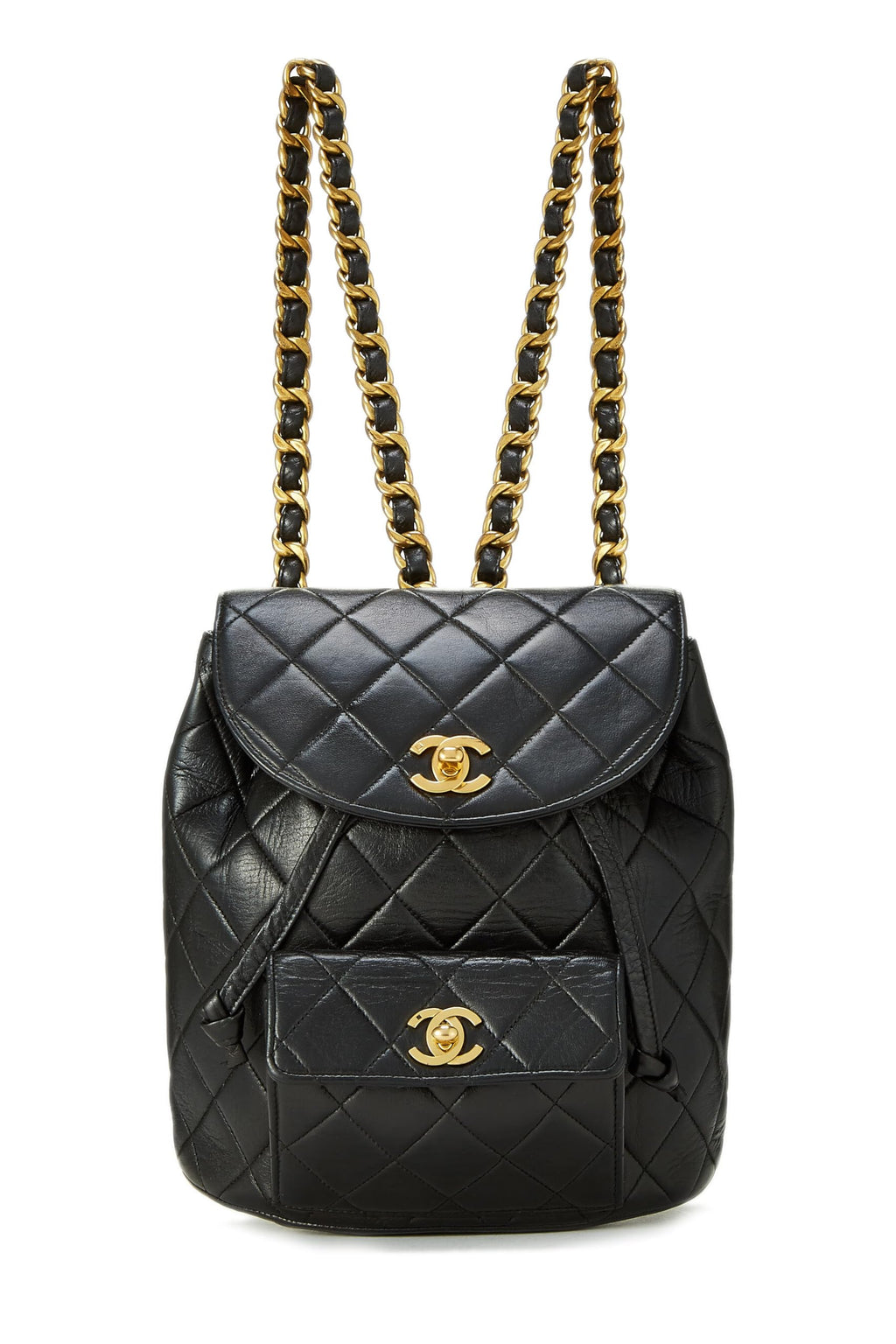 Chanel,  Black Quilted Lambskin 'CC' Classic Backpack Medium, Black