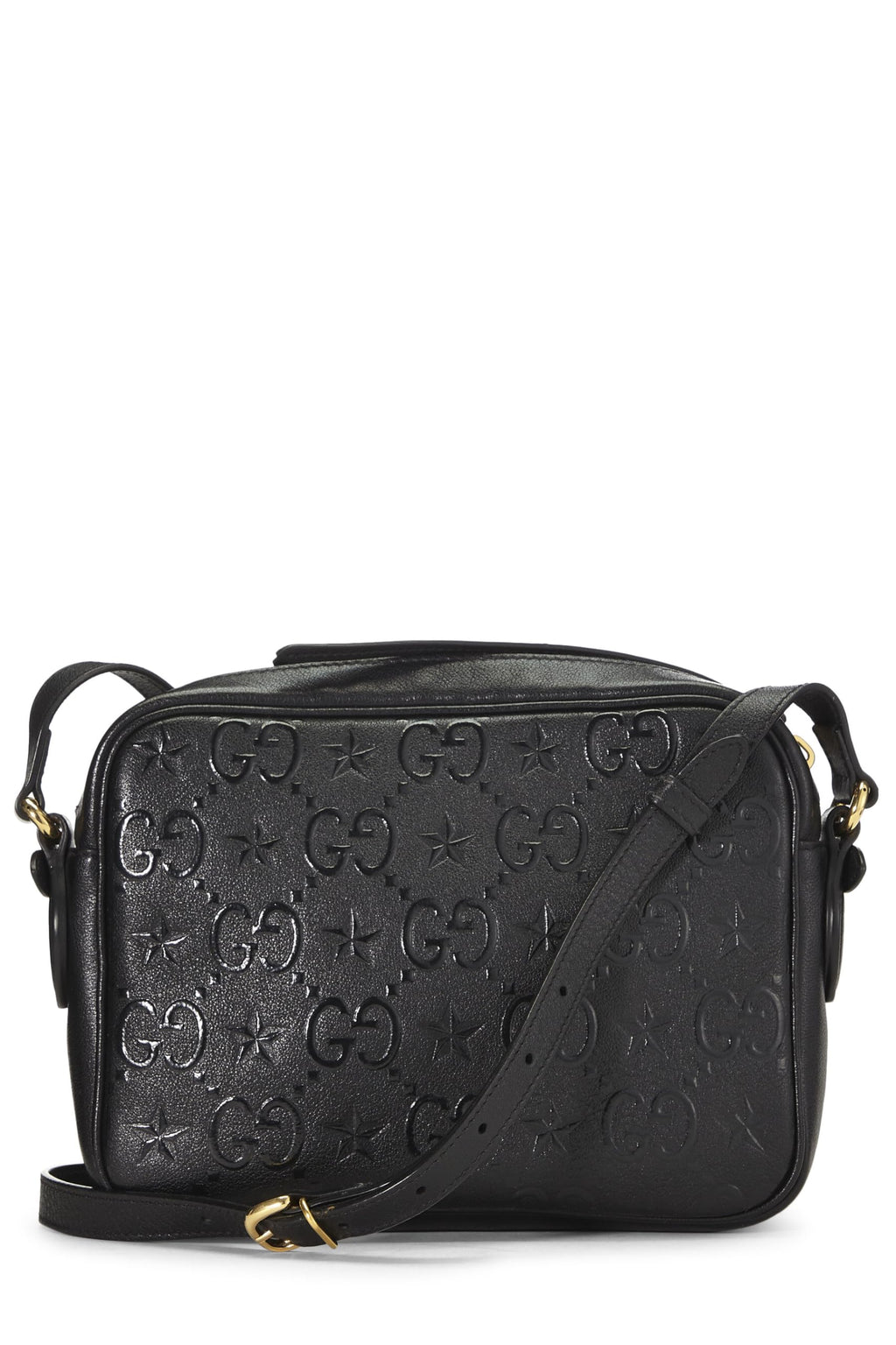 Gucci,  Black Embossed GG Star Shoulder Bag Small, Black