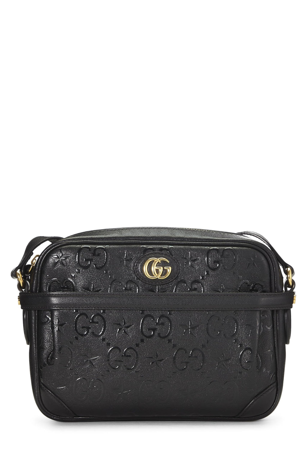 Gucci,  Black Embossed GG Star Shoulder Bag Small, Black