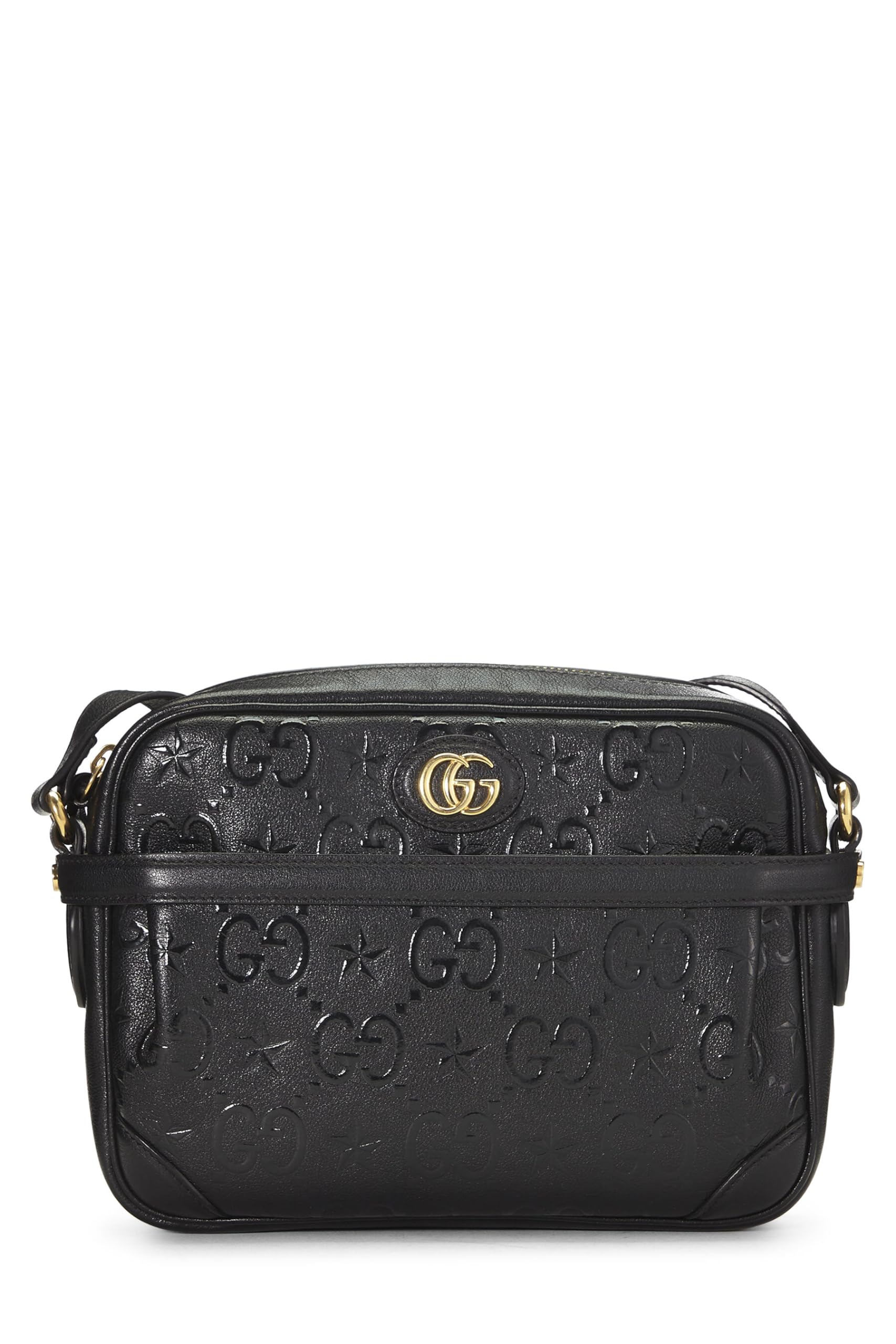 Gucci,  Black Embossed GG Star Shoulder Bag Small, Black