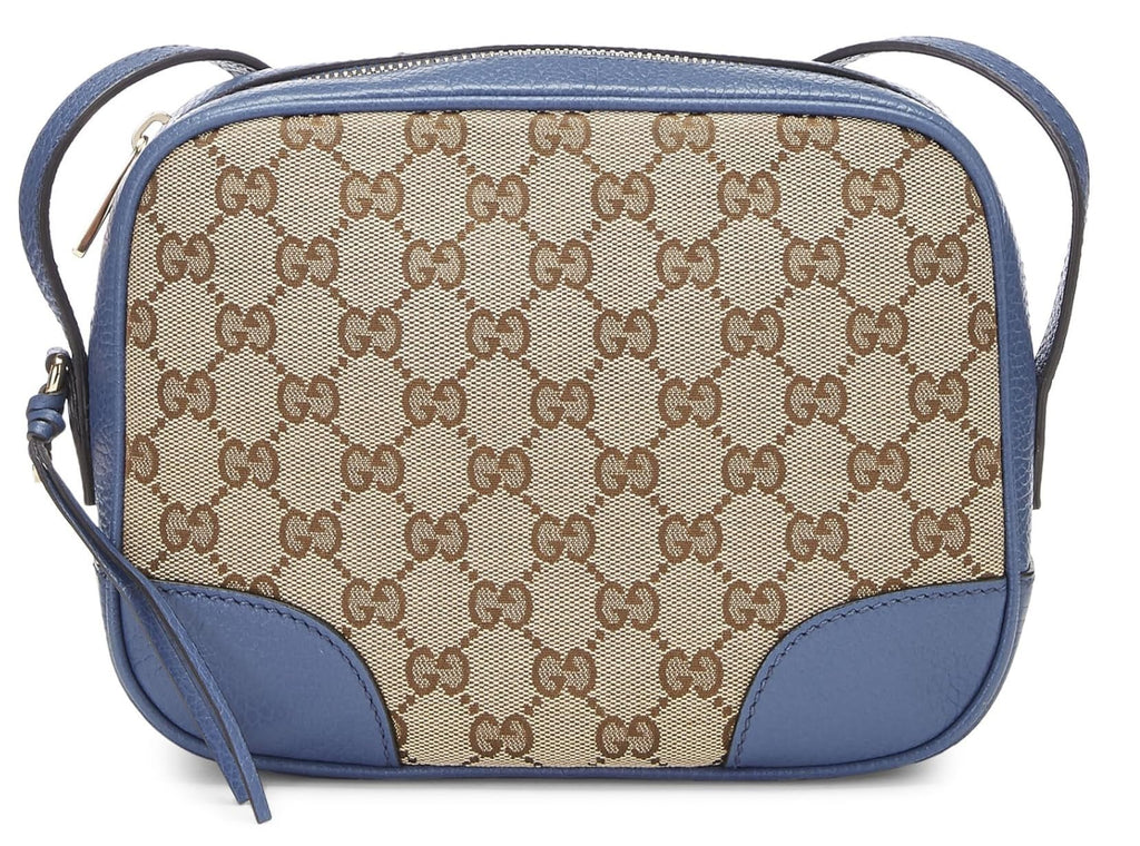 Gucci,  Blue Original Gucci Canvas Bree Crossbody, Blue