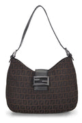 Fendi,  Brown Zucchino Canvas Shoulder Bag, Brown