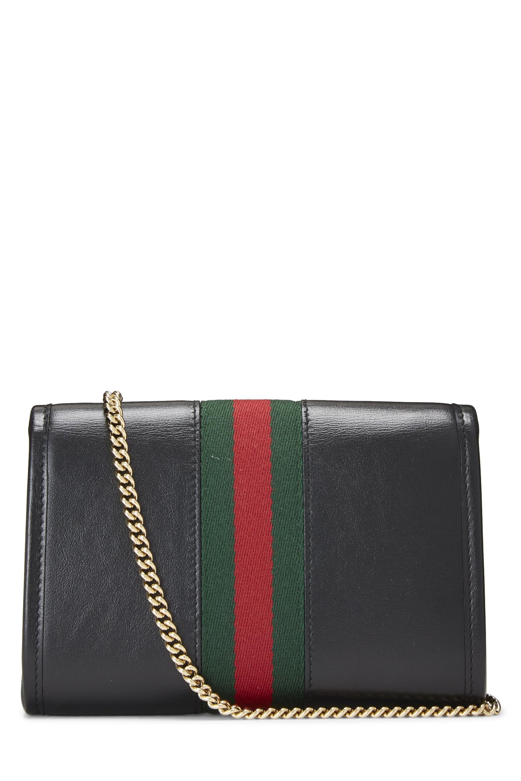 Gucci,  Black Leather Web Rajah Shoulder Bag Mini, Black