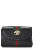 Gucci,  Black Leather Web Rajah Shoulder Bag Mini, Black
