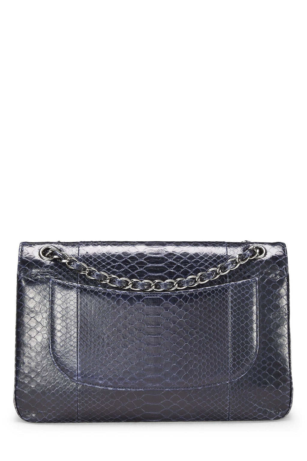 Chanel,  Navy Python New Classic Double Flap Jumbo, Navy