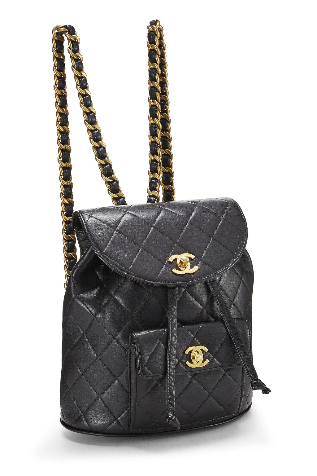 Chanel,  Black Quilted Lambskin 'CC' Classic Backpack Medium, Black