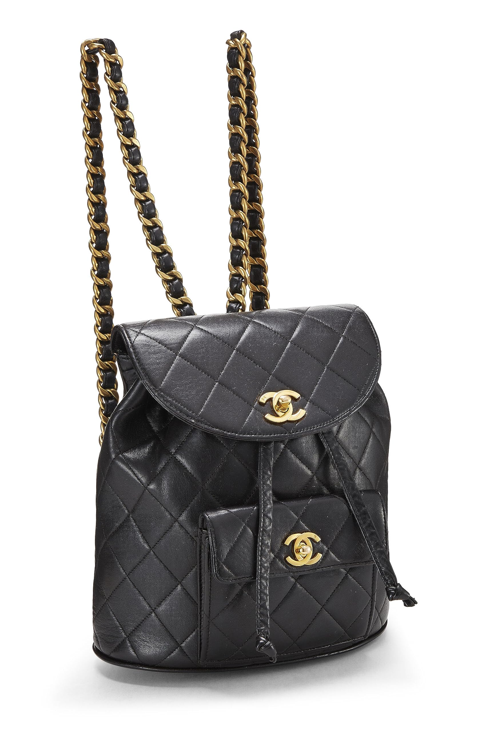 Chanel,  Black Quilted Lambskin 'CC' Classic Backpack Medium, Black