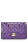 Chanel,  Purple Quilted Caviar Classic Double Flap Small, Purple