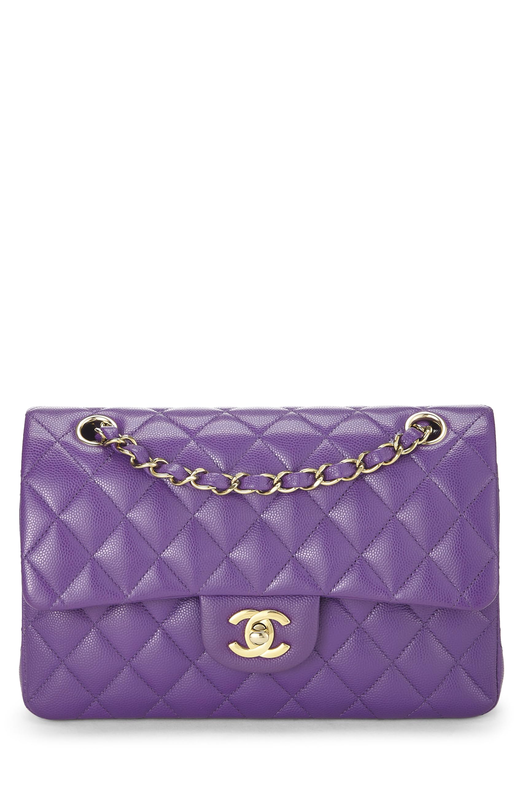 Chanel,  Purple Quilted Caviar Classic Double Flap Small, Purple