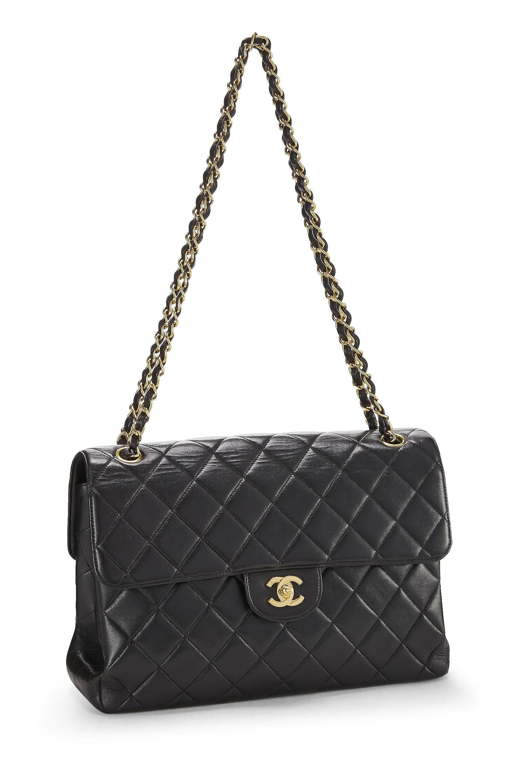 Chanel,  Black Quilted Lambskin Double Sided Classic Flap Jumbo, Black