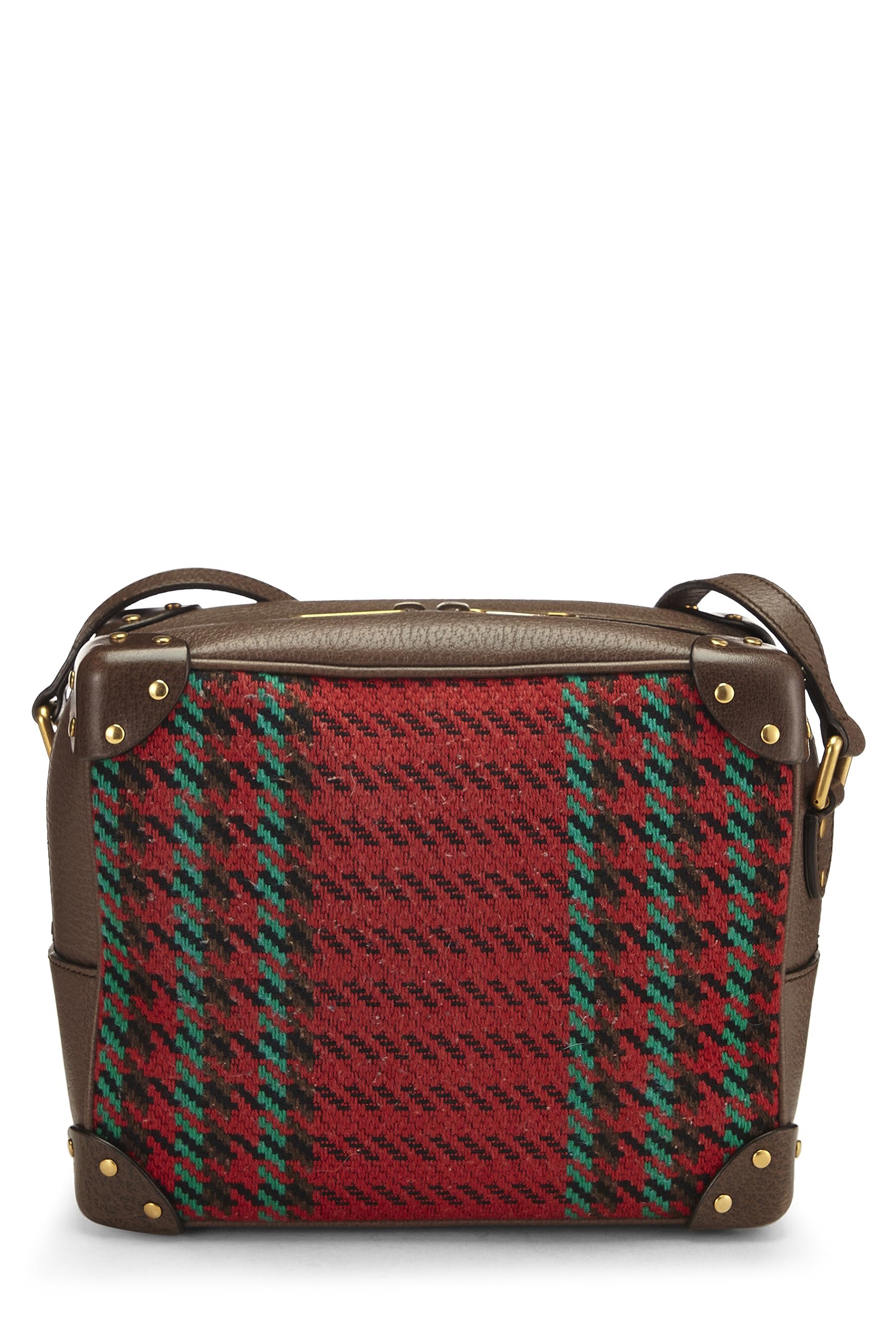 Gucci,  Multicolor Wool & Leather Houndstooth 'Gucci' Crossbody, Brown