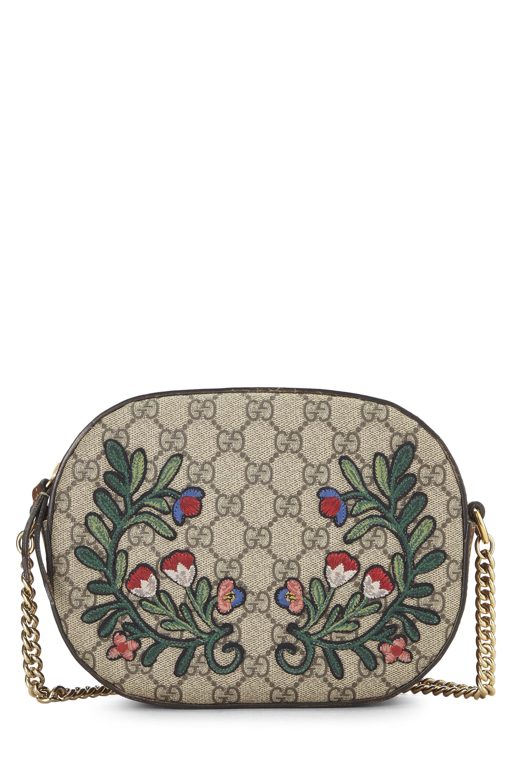 Gucci,  Original Gucci Supreme Canvas Floral Crossbody Bag Mini, Brown