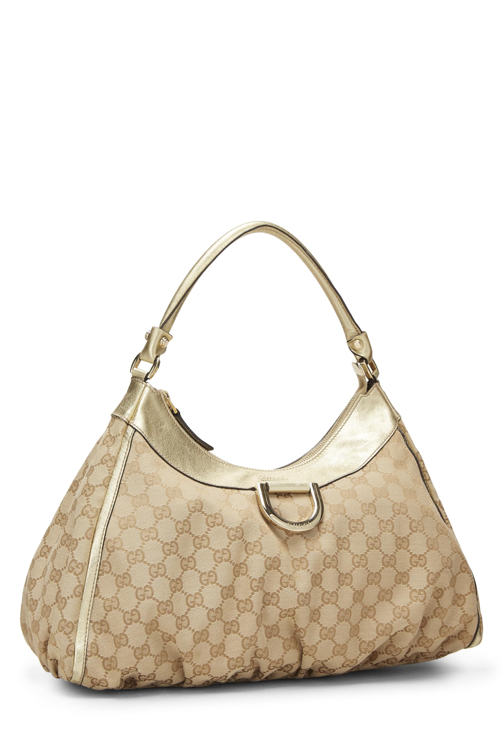 Gucci,  Gold Original GG Canvas D-Ring Abbey Shoulder Bag, Gold