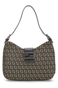 Fendi,  Brown Zucchino Canvas Shoulder Bag, Brown