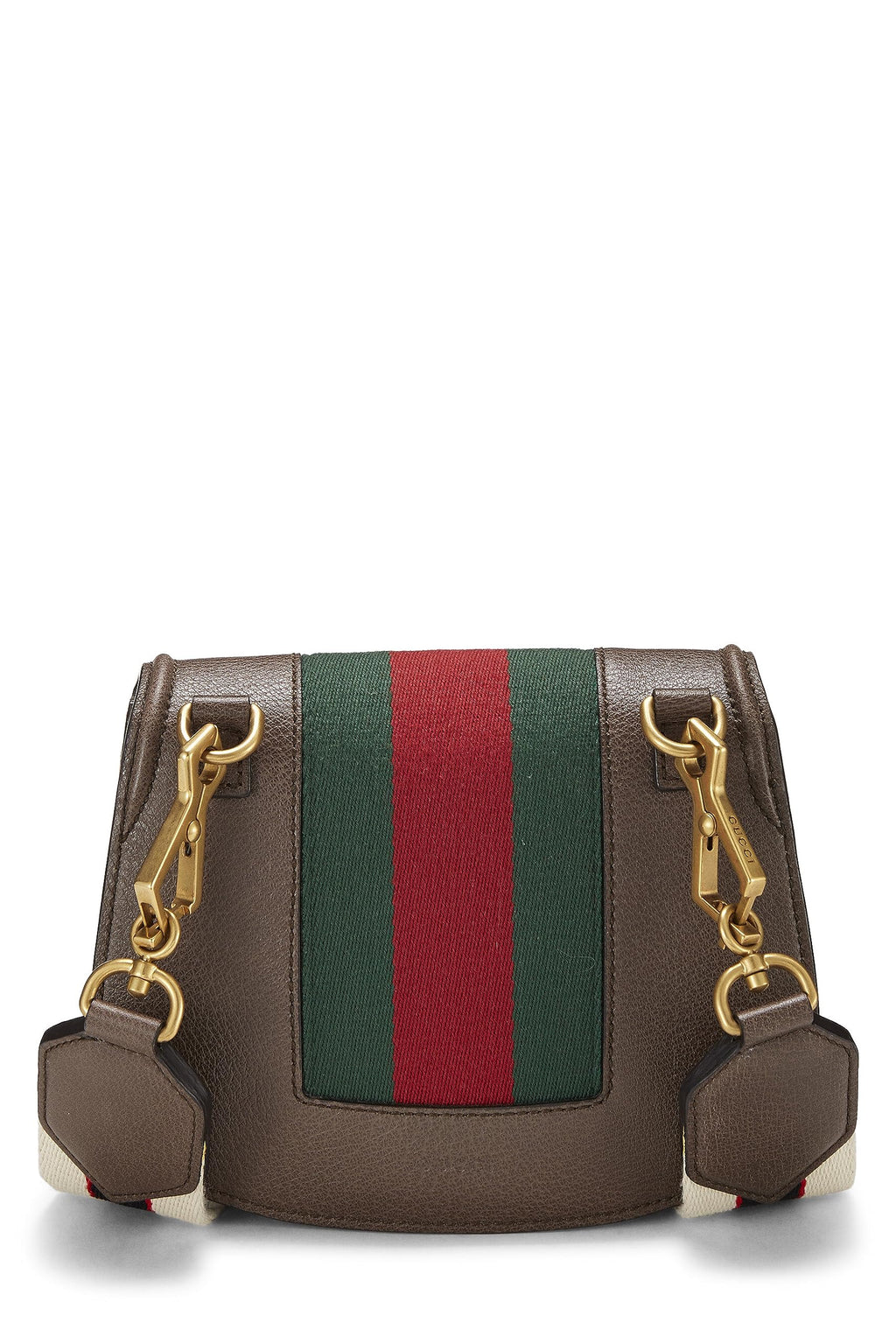 Gucci,  Brown Leather Web Linea Totem Shoulder Bag Small, Brown