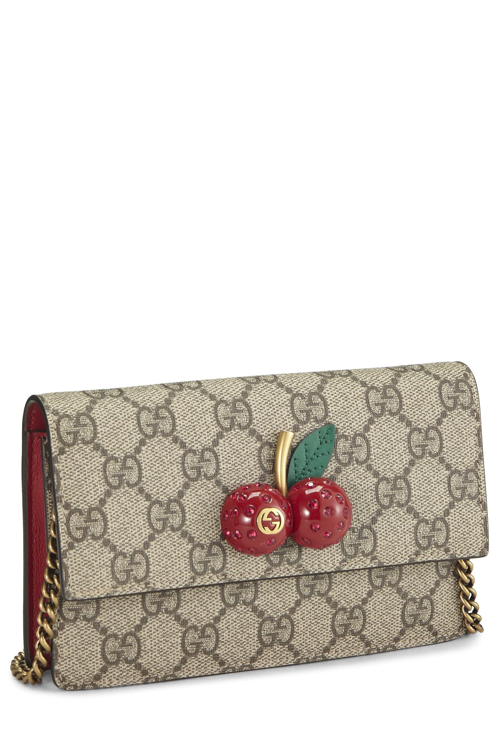 Gucci,  Original Gucci Supreme Coated Canvas Cherry Crossbody Mini, Red