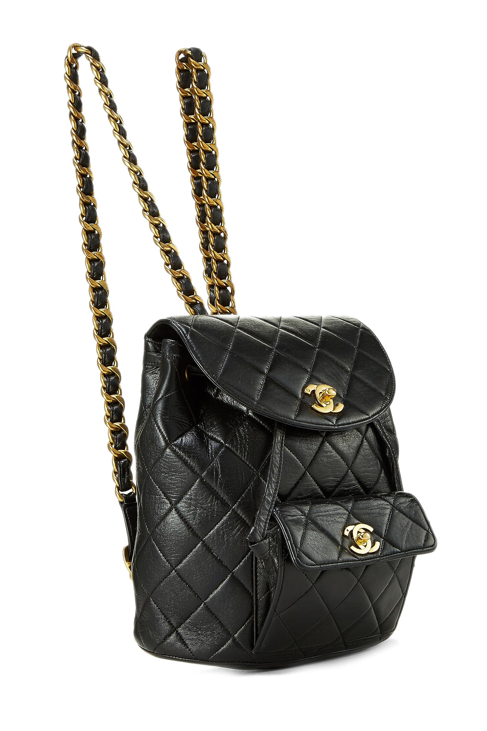 Chanel,  Black Quilted Lambskin 'CC' Classic Backpack Medium, Black