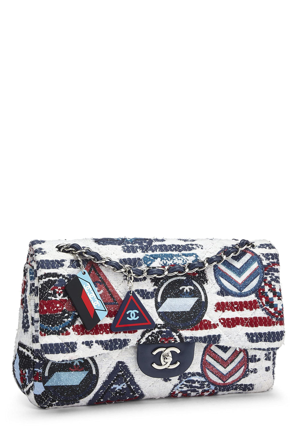 Chanel,  Multi Quilted Tweed New Classic Double Flap Jumbo, Multi