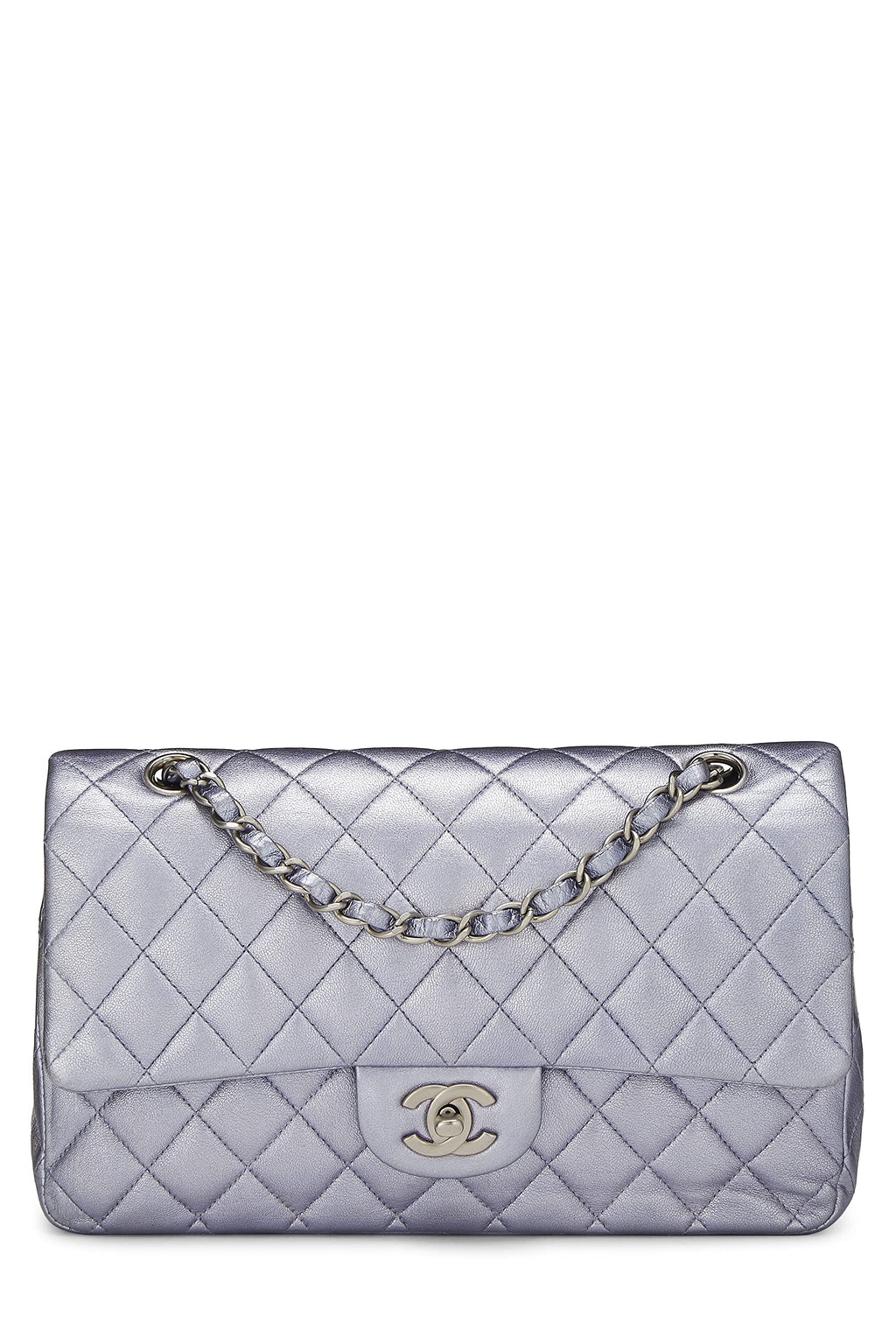 Chanel,  Metallic Purple Quilted Lambskin Classic Double Flap Medium, Purple