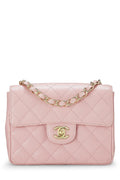 Chanel,  Pink Quilted Caviar Classic Square Flap Mini, Pink