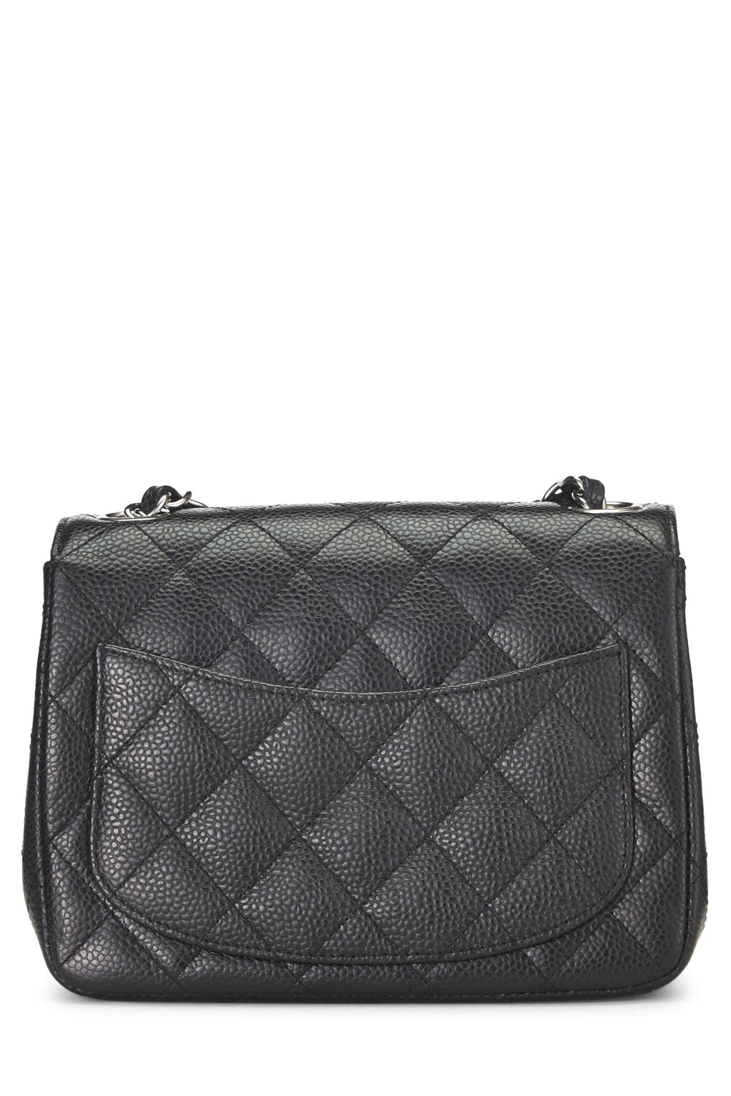Chanel,  Black Quilted Caviar Classic Square Flap Mini, Black