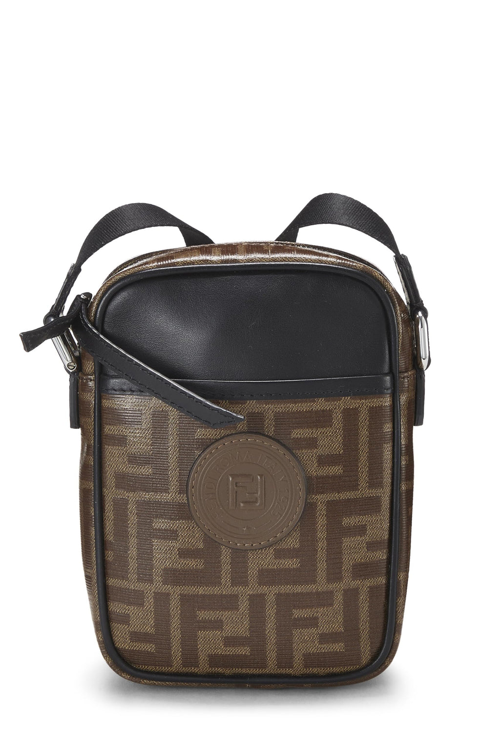 ,  Brown Leather & Zucca Canvas Crossbody, Black