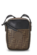 ,  Brown Leather & Zucca Canvas Crossbody, Black