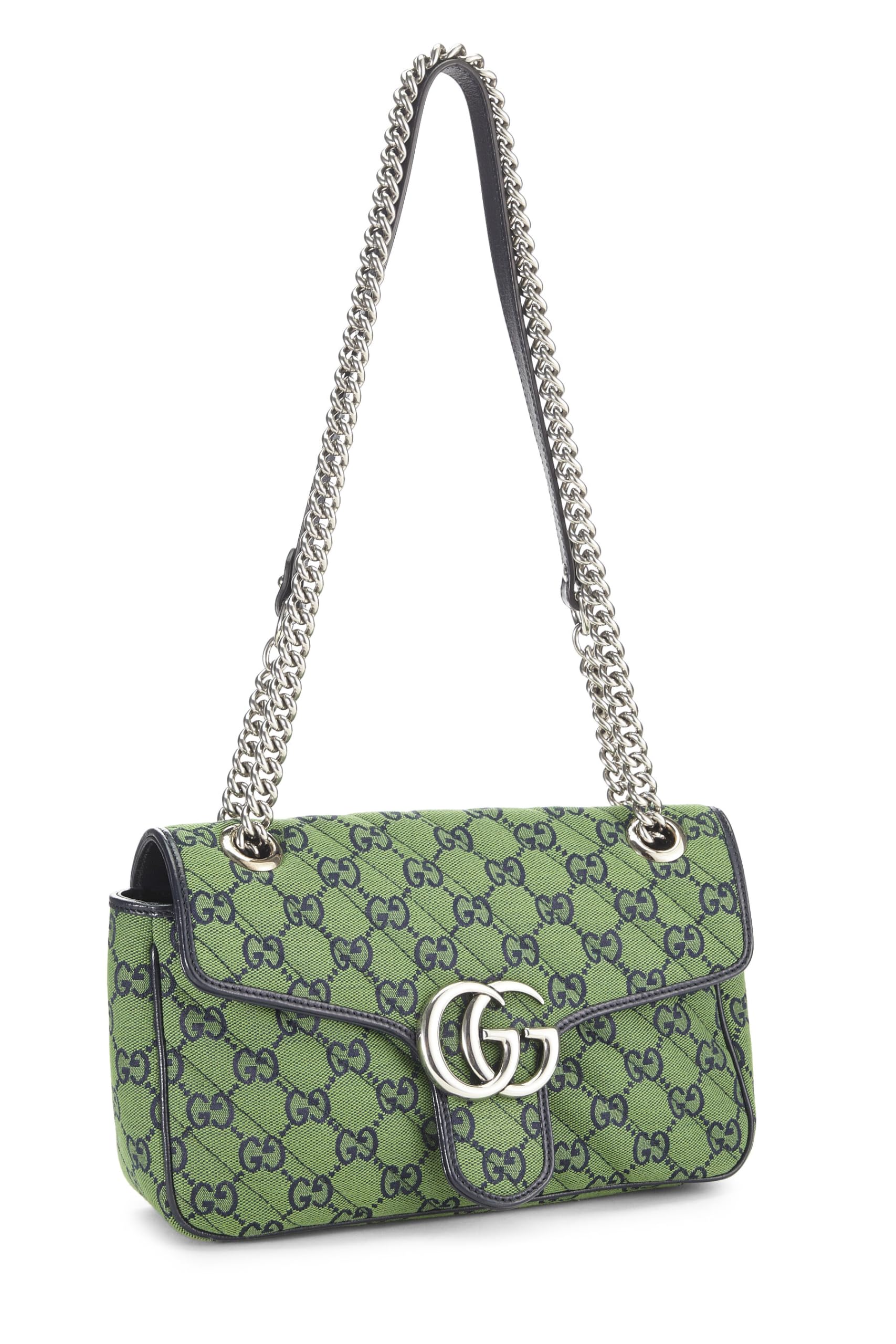 Gucci,  Green Original GG Canvas Marmont Shoulder Bag Small, Green