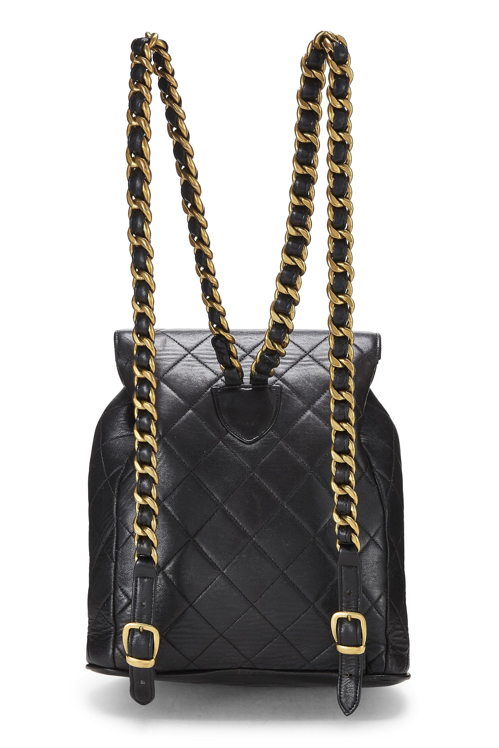 Chanel,  Black Quilted Lambskin 'CC' Classic Backpack Medium, Black