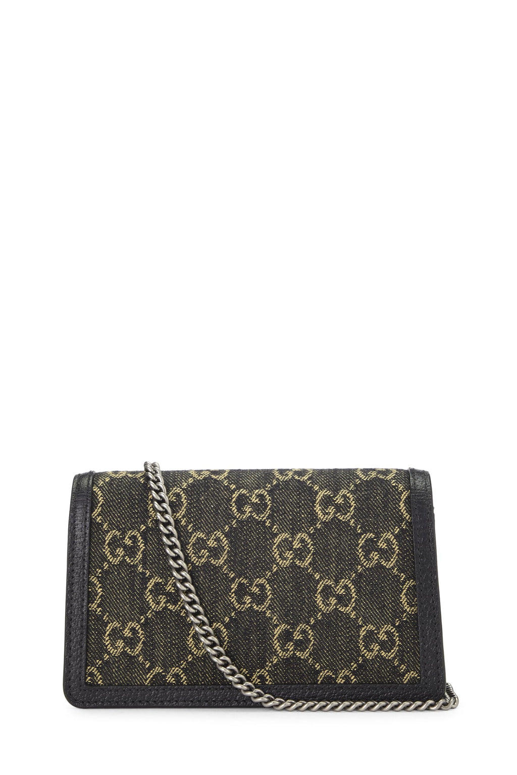 Gucci,  Black Denim Dionysus Shoulder Bag Super Mini, Black