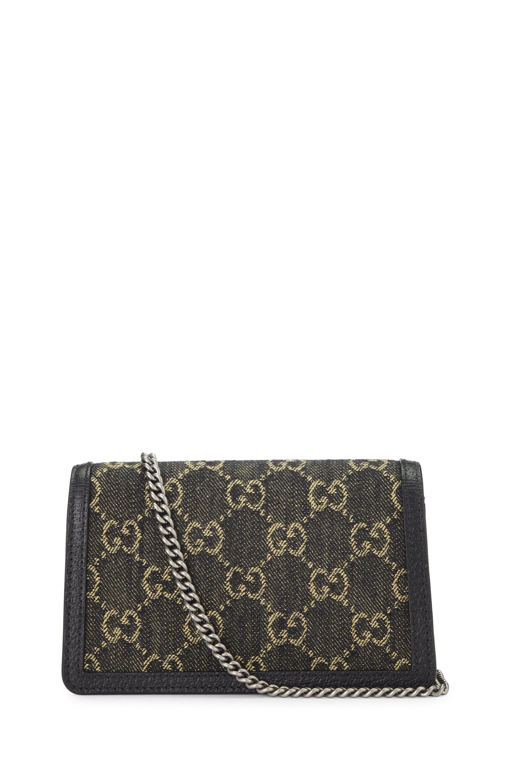 Gucci,  Black Denim Dionysus Shoulder Bag Super Mini, Black