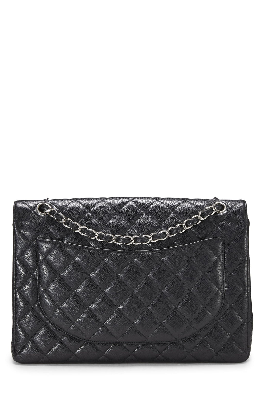 Chanel,  Black Quilted Caviar New Classic Double Flap Maxi, Black
