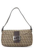 Fendi,  Beige Zucchino Canvas Shoulder Bag, Brown