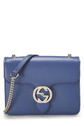 Gucci,  Blue Leather Interlocking Crossbody Small, Blue