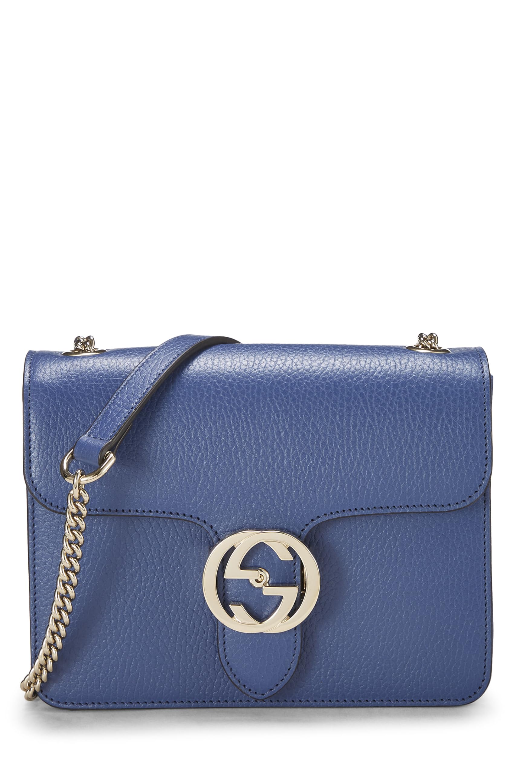 Gucci,  Blue Leather Interlocking Crossbody Small, Blue