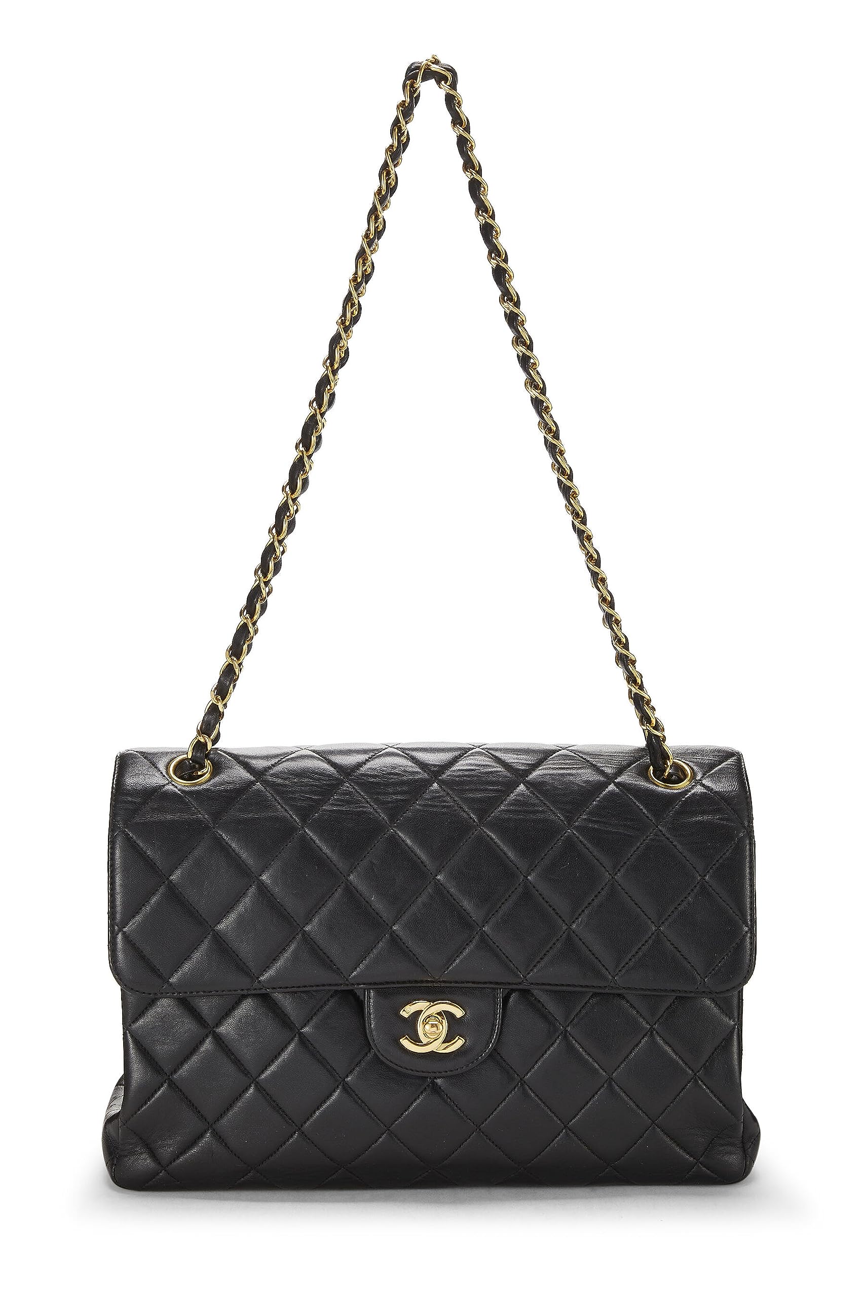 Chanel,  Black Quilted Lambskin Double Sided Classic Flap Jumbo, Black