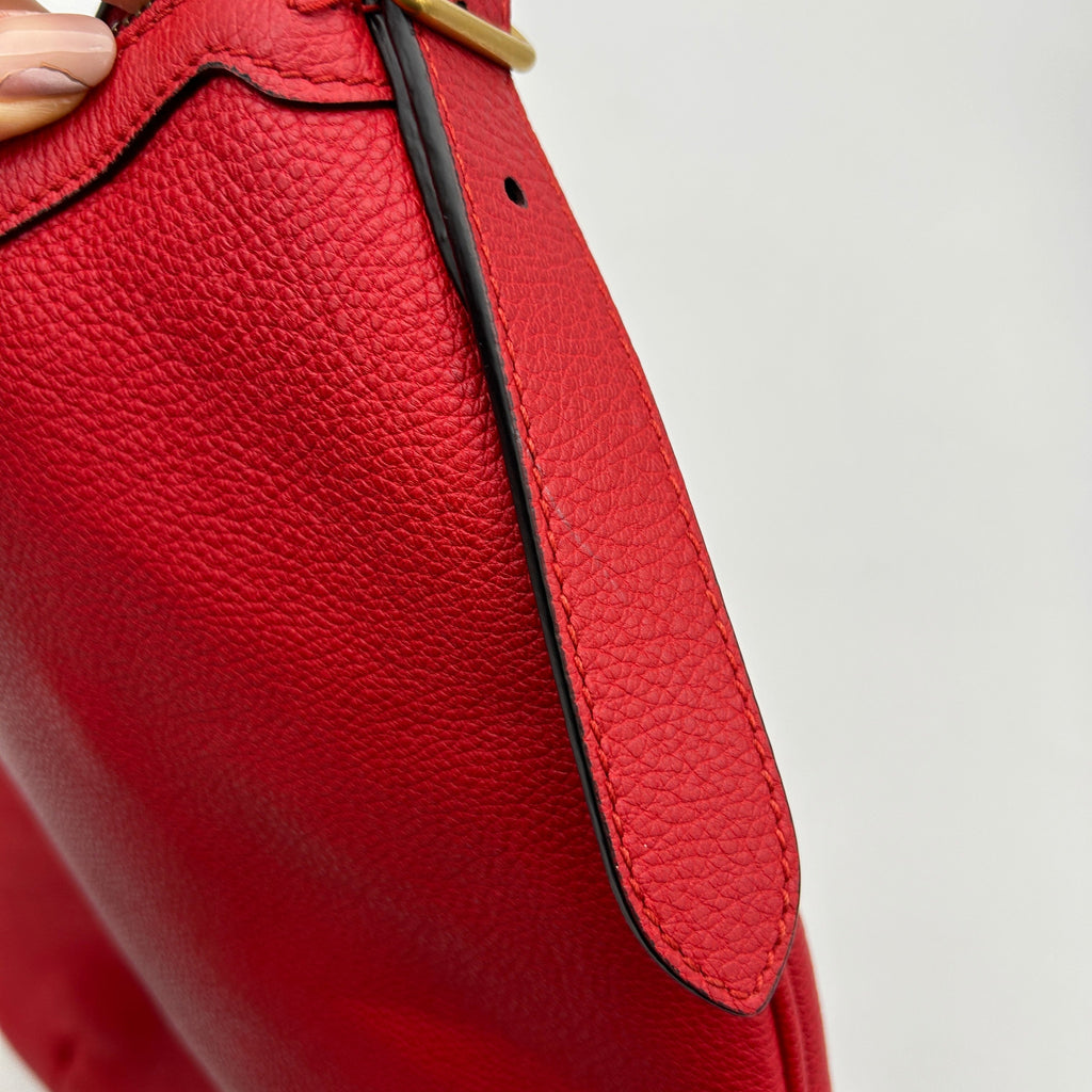 Gucci Red Logo Print Half-Moon Shoulder Bag