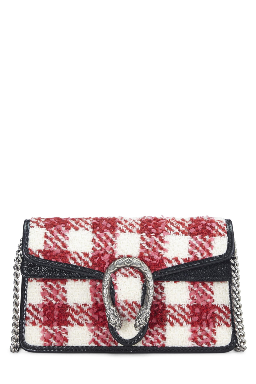 Gucci,  Red & White Tweed Dionysus Shoulder Bag Small, Multi