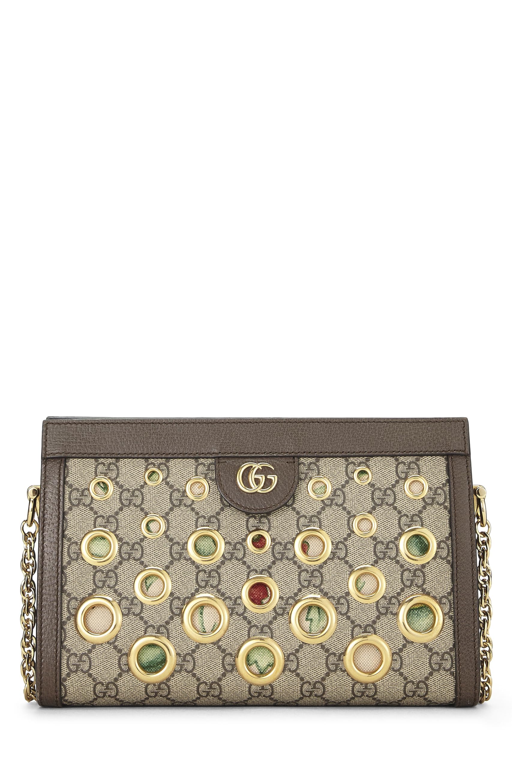 Gucci,  Original GG Supreme Canvas Ophidia Grommet Shoulder Bag Small, Brown