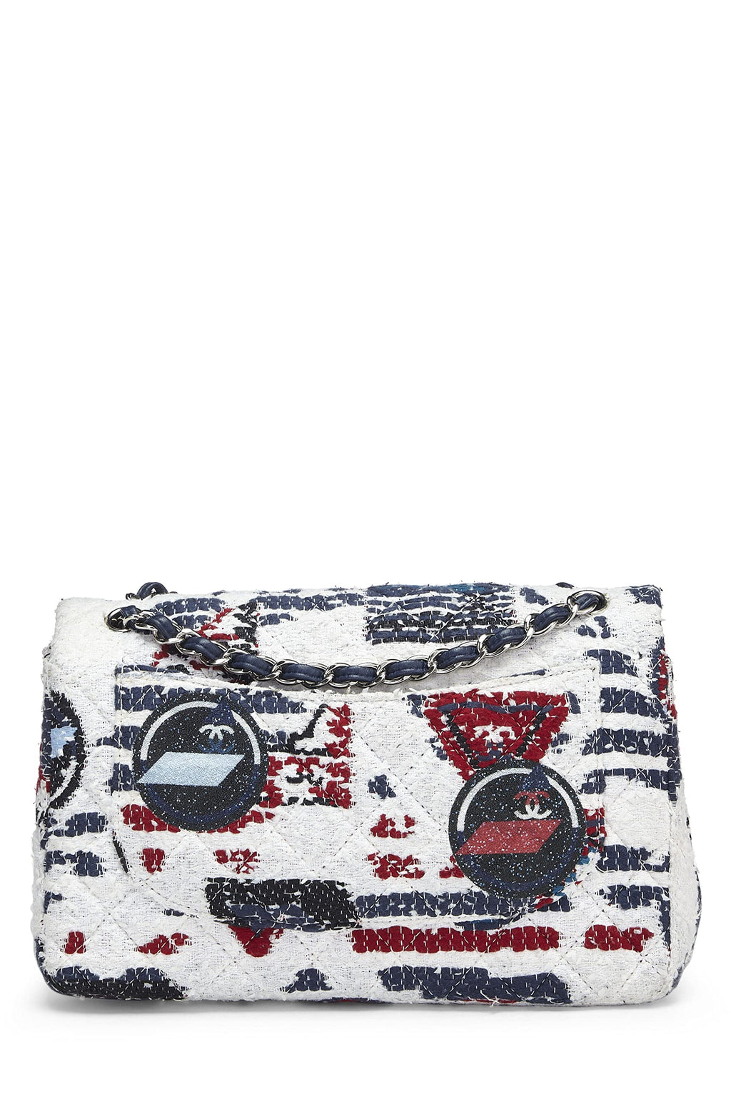 Chanel,  Multi Quilted Tweed New Classic Double Flap Jumbo, Multi